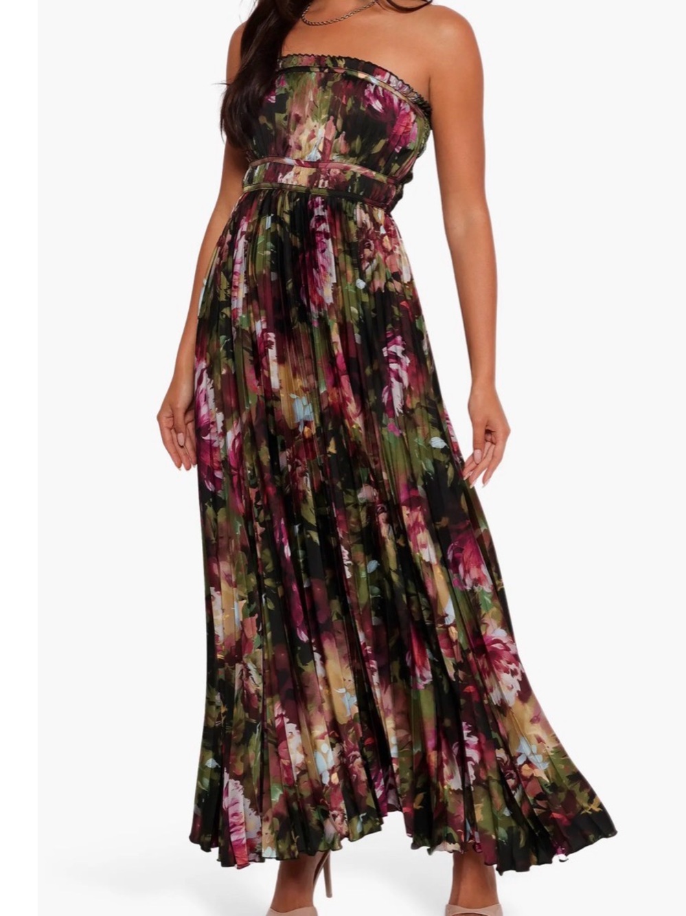 Petal & Pup Angelique Floral Print Strapless Maxi Dress Small *Flaw